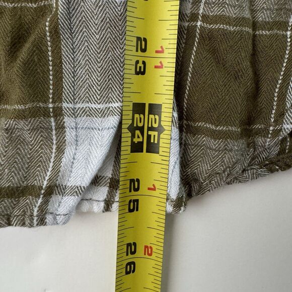 Banana Republic Factory Green/White Plaid Boyfriend Fit Button Down Pocket Small - Picture 7 of 11